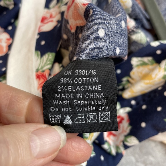 Hell Bunny Vixen Womens Rockabilly Dress Size 2XL Navy Flora Short Sleeve Retro - Picture 6 of 11